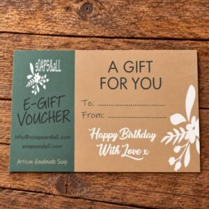 E-gift card for natural handmade soap and skincare from sOAPS&aLL in Gozo, Malta