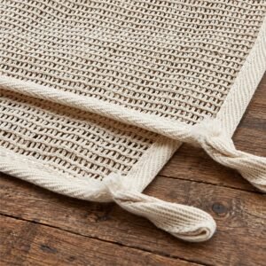 Natural hemp exfoliating washcloth for gentle body scrubbing and skincare